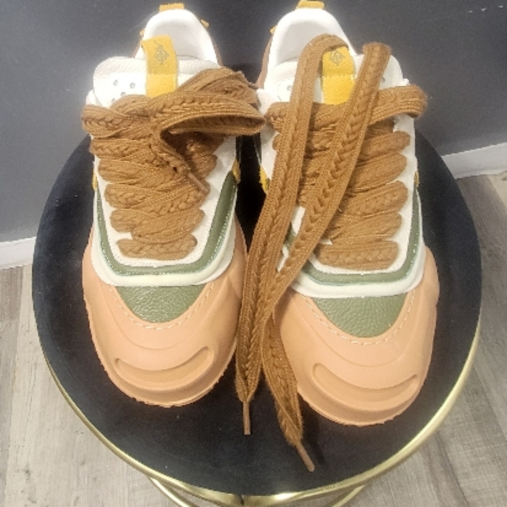 Retro Chunky Sneakers in Brown and Green